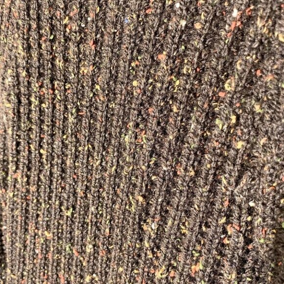 Vintage Hand Knit Brown Autumn Confetti Knit Sweater with Collar XL - Picture 8 of 10